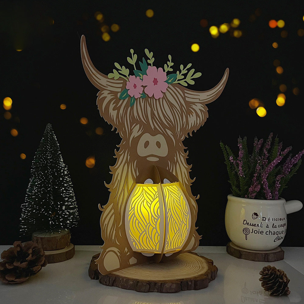 Highland Cow - 3D Animal Paper Cut Lantern File  - Cricut File  - VEKTOR KRAFT