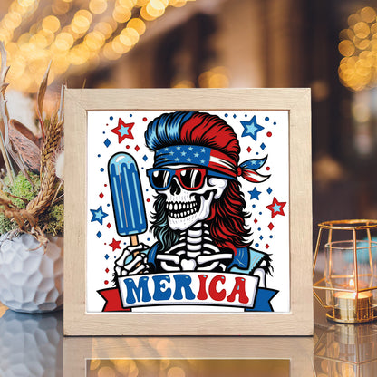 4th Of July Skeleton – 3D Paper Cut Shadow Box File - Cricut File - (8x8 inches) - VEKTOR KRAFT
