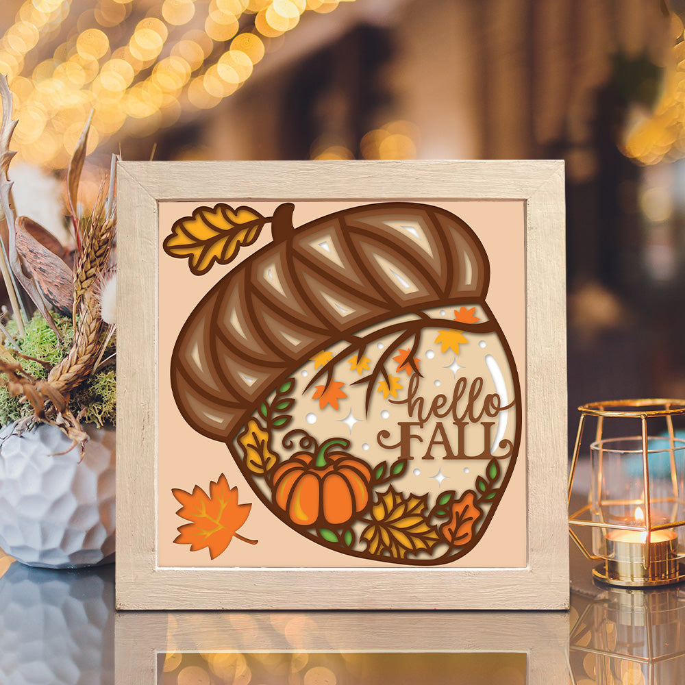Hello Fall – 3D Shadow Box SVG File for Cricut & Silhouette