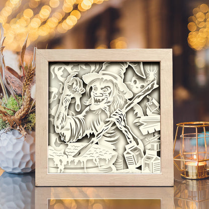 Witch And Potion – 3D Halloween Paper Cut Shadow Box File - Cricut File - (8x8 inches) - VEKTOR KRAFT