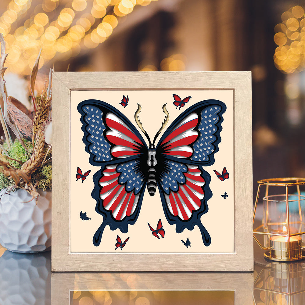 American Flag Butterfly – 3D Shadow Box SVG File for Cricut & Silhouette