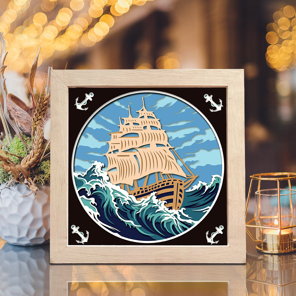 Sailing Ship – 3D Paper Cut Shadow Box File - Cricut File - (8x8 inches) - VEKTOR KRAFT
