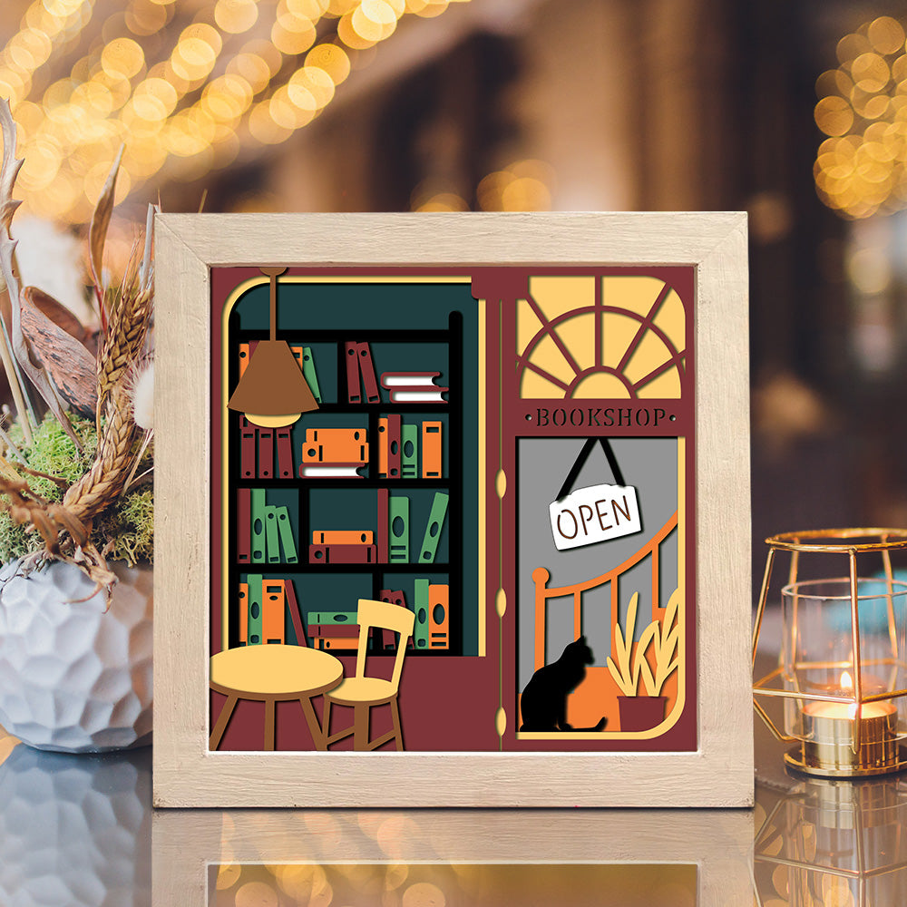 Bookstore – 3D Shadow Box SVG File for Cricut & Silhouette
