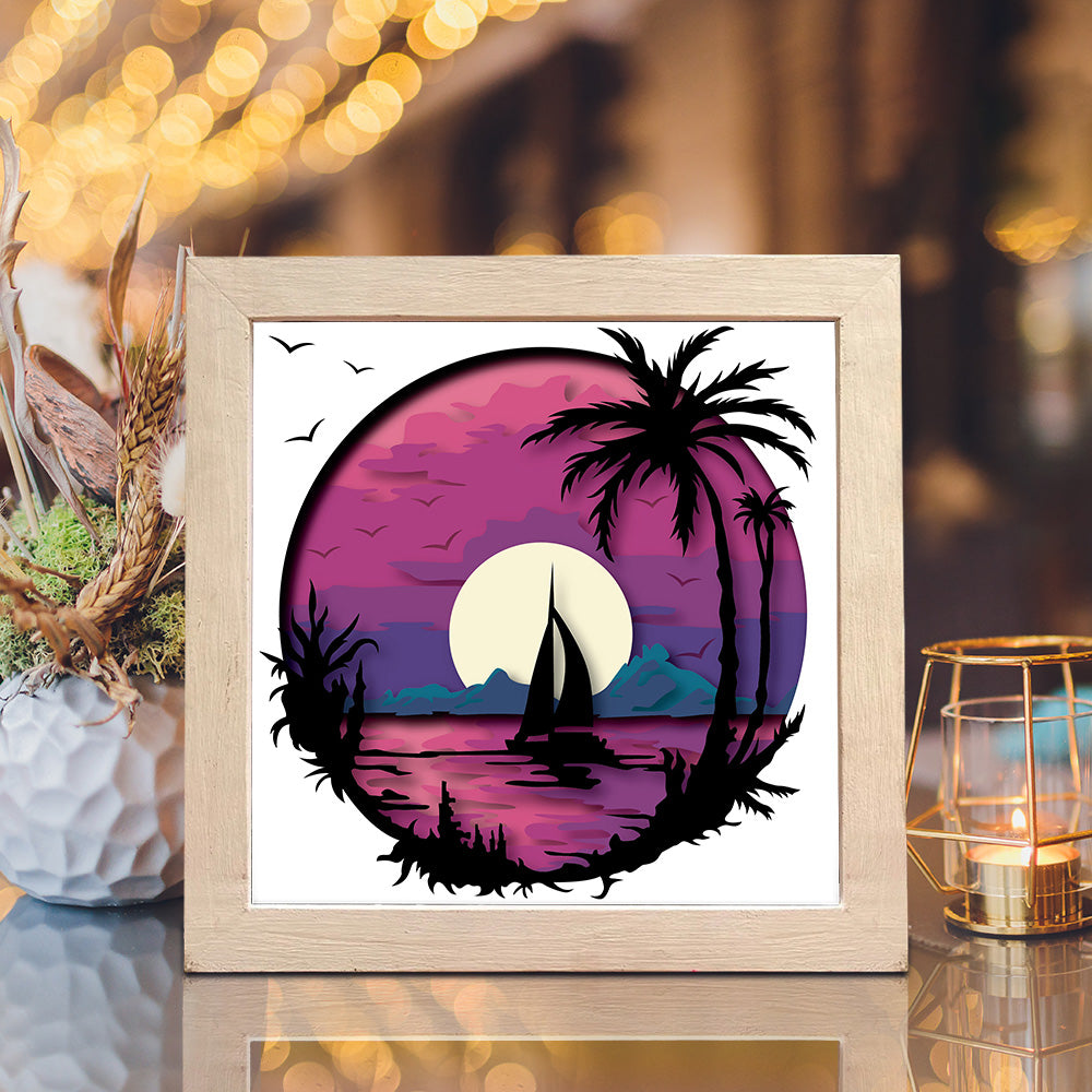 Sunset – 3D Shadow Box SVG File for Cricut & Silhouette