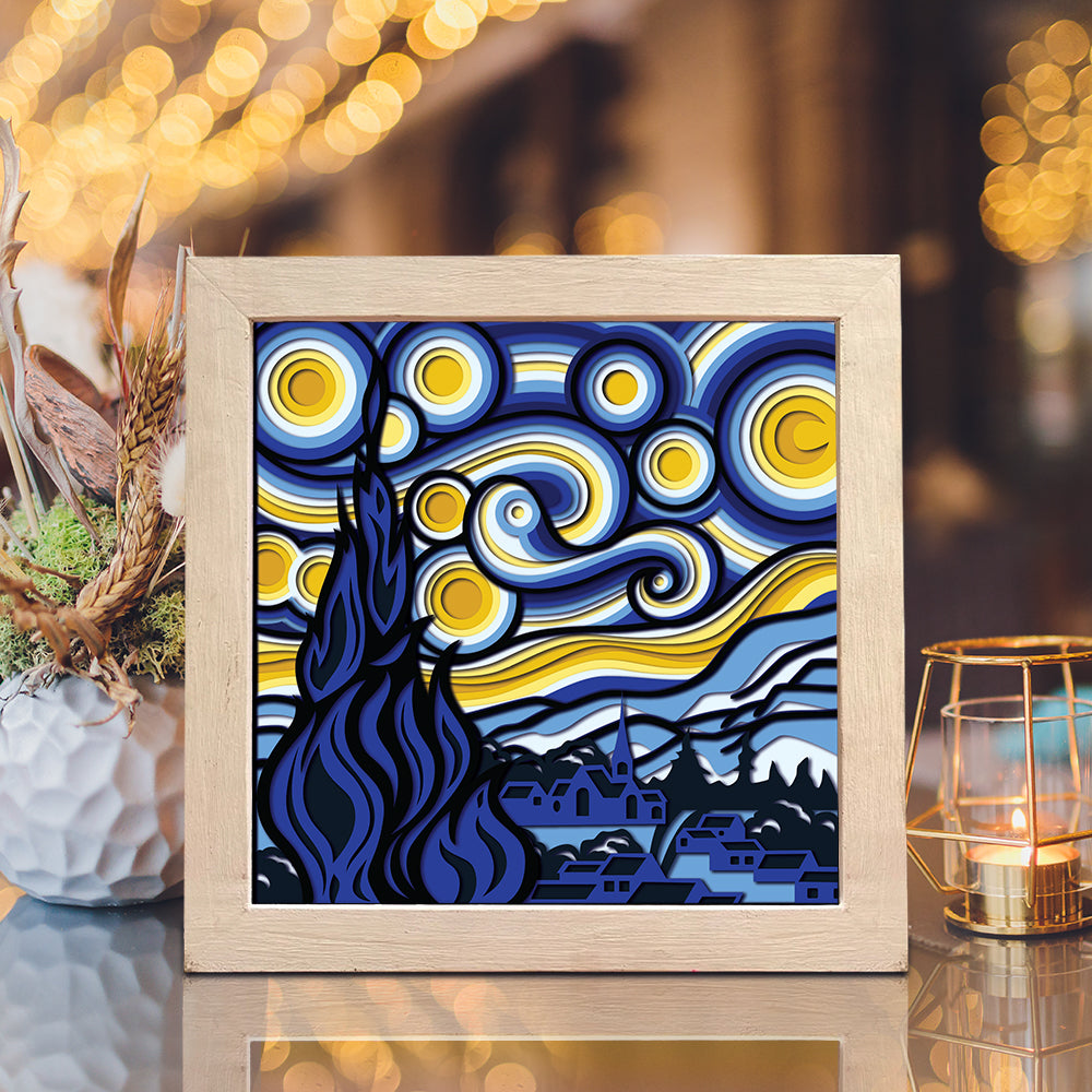 Starry Night 3 – 3D Shadow Box SVG File for Cricut & Silhouette
