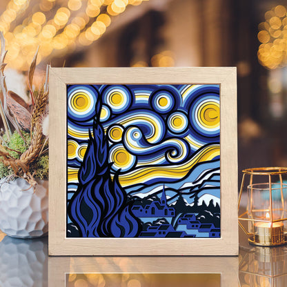 Starry Night 3 – 3D Shadow Box SVG File for Cricut & Silhouette