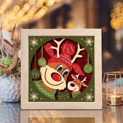Rudolph 3 – 3D Christmas Paper Cut Shadow Box File - Cricut File - (8x8 inches) - VEKTOR KRAFT