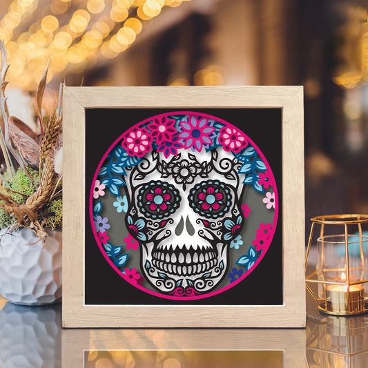 Sugar Skull – 3D Halloween Paper Cut Shadow Box File - Cricut File - (8x8 inches) - VEKTOR KRAFT