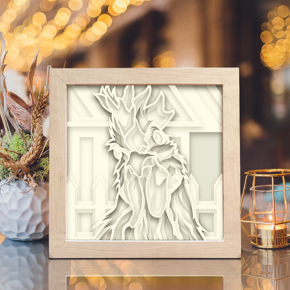 Rooster Colorful 2 – 3D Shadow Box SVG File for Cricut & Silhouette