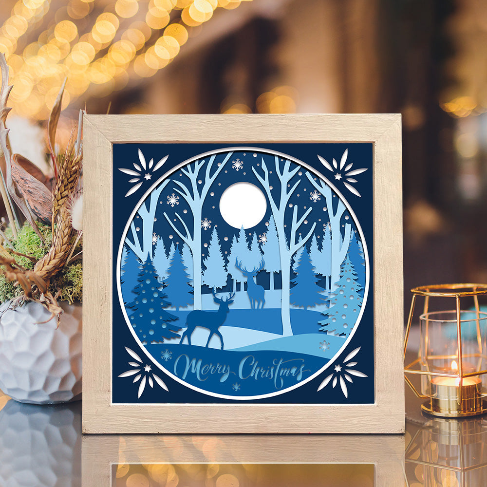 Merry Christmas Deer 2 – 3D Shadow Box SVG File for Cricut & Silhouette
