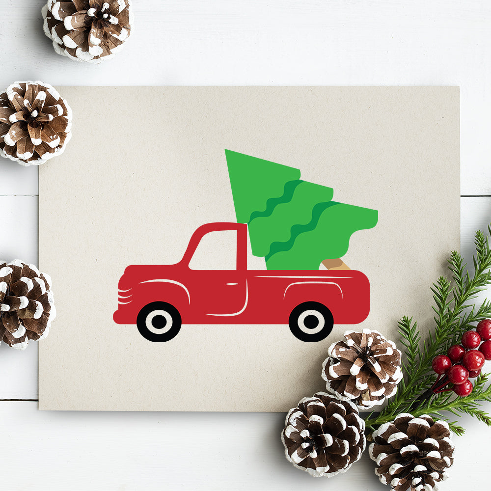 Christmas Tree Red Truck - Christmas Cricut File - VEKTOR KRAFT