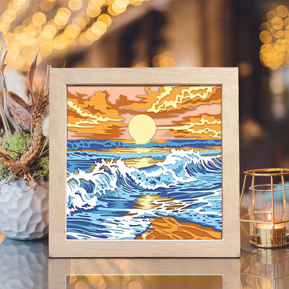Sunset And Beach – 3D Shadow Box SVG File for Cricut & Silhouette