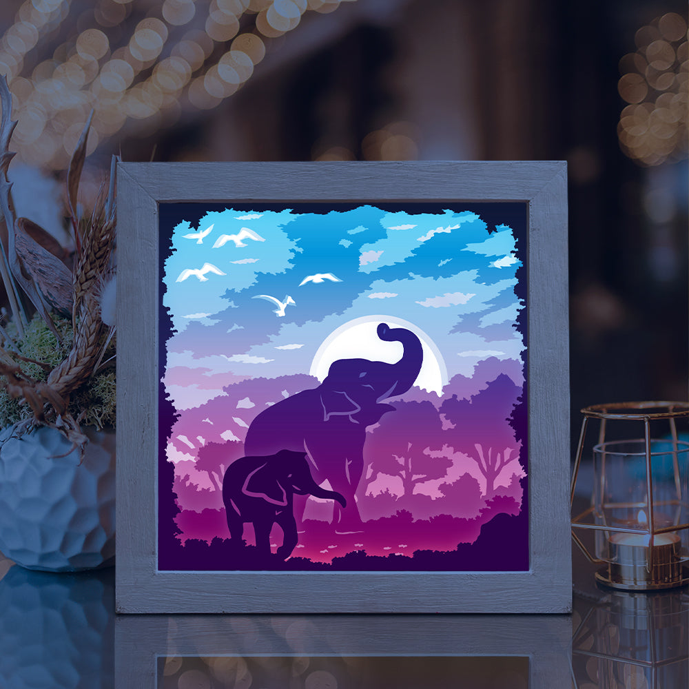 Elephant 4 – 3D Lightbox SVG File for Cricut & Silhouette