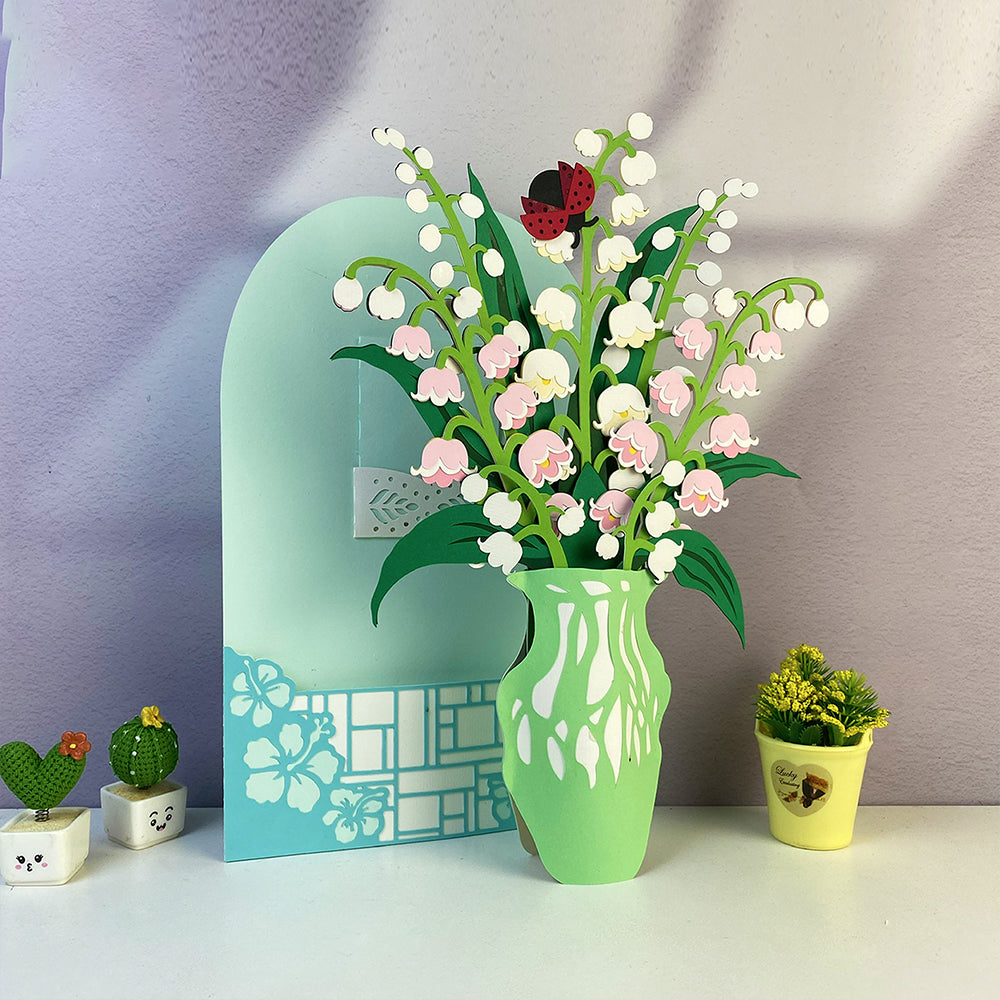 Flower Vase Lily Of The Valley – 3D Pop-Up Card SVG File for Cricut & Silhouette