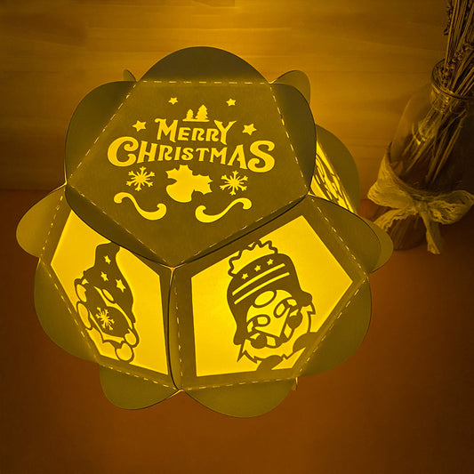 Christmas Gnome - 3D Pentagon Lantern File - Cricut File - VEKTOR KRAFT