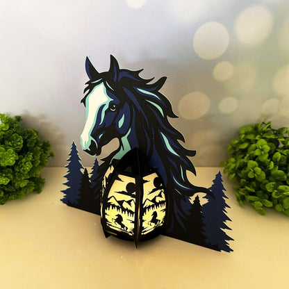Horse 2 - 3D Animal Paper Cut Lantern File  - Cricut File  - VEKTOR KRAFT
