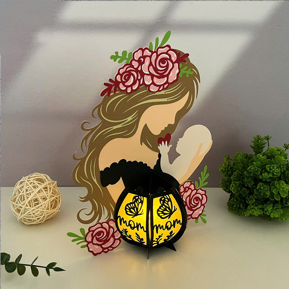 Mom and Son - 3D Paper Cut Lantern File  - Cricut File  - VEKTOR KRAFT