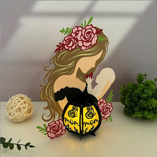 Mom and Son - 3D Paper Cut Lantern File  - Cricut File  - VEKTOR KRAFT