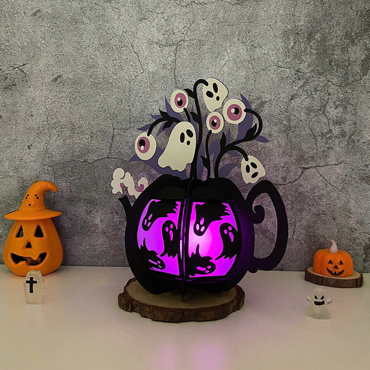 Kettle Flowers 5 - 3D Halloween Paper Lantern File - Cricut File  - VEKTOR KRAFT