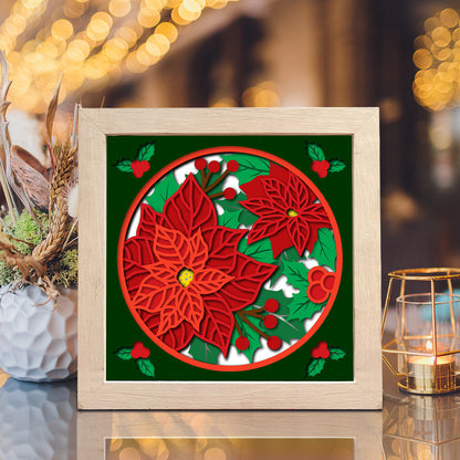 Poinsettia – 3D Christmas Paper Cut Shadow Box File - Cricut File - (8x8 inches) - VEKTOR KRAFT