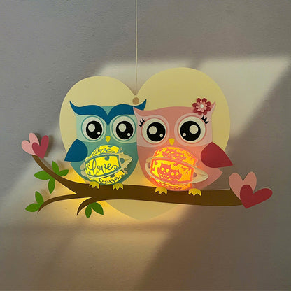 Owl Couple – 3D Lantern SVG File for Cricut & Silhouette