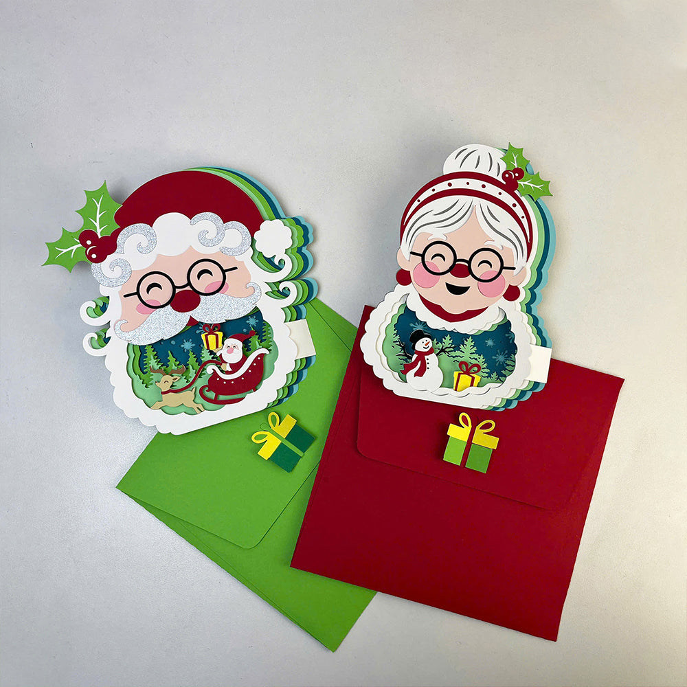 Pack 2 Santa and Mrs. Claus – 3D Pop-Up Card SVG File for Cricut & Silhouette