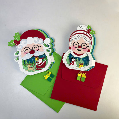 Pack 2 Santa and Mrs. Claus – 3D Pop-Up Card SVG File for Cricut & Silhouette