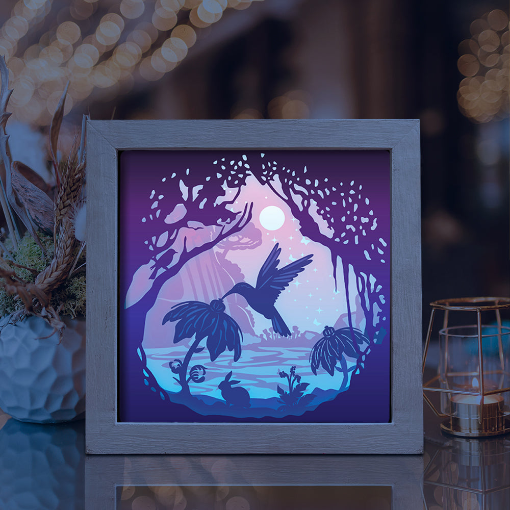 Hummingbird 1 Square – 3D Lightbox SVG File for Cricut & Silhouette