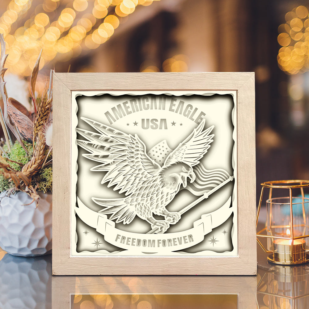 4th Of July Eagle – 3D Paper Cut Shadow Box File - Cricut File - (8x8 inches) - VEKTOR KRAFT