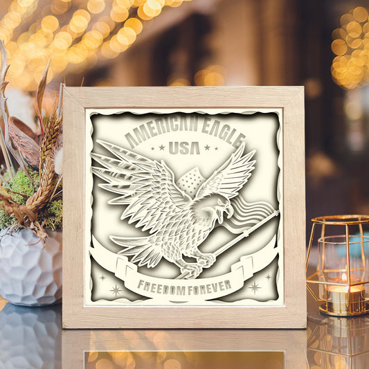 4th Of July Eagle – 3D Paper Cut Shadow Box File - Cricut File - (8x8 inches) - VEKTOR KRAFT