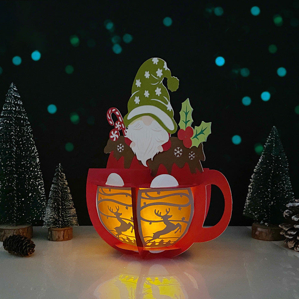 Hot Cocoa Gnome - 3D Christmas Lantern File - Cricut File  - VEKTOR KRAFT
