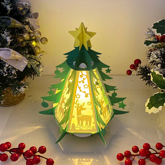 Christmas Deer - 3D Pine 2 Lantern File - Cricut File - VEKTOR KRAFT