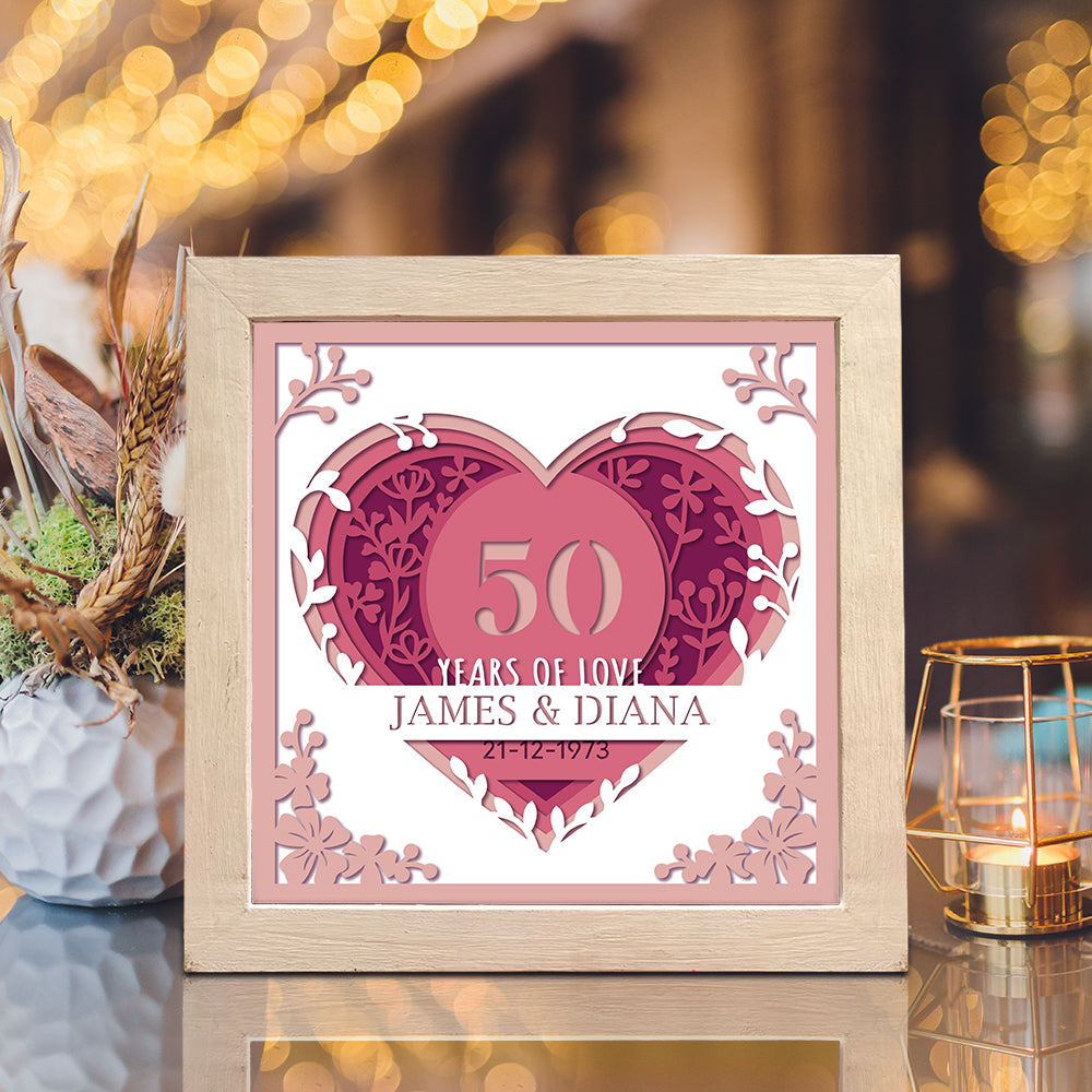 Customizable Wedding Anniversary – 3D Shadow Box SVG File for Cricut & Silhouette