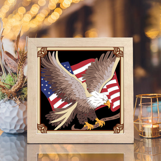 Eagle American Flag 4 – 3D Paper Cut Shadow Box File - Cricut File - (8x8 inches) - VEKTOR KRAFT