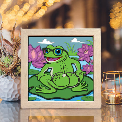 Frog And Lotus – 3D Shadow Box SVG File for Cricut & Silhouette