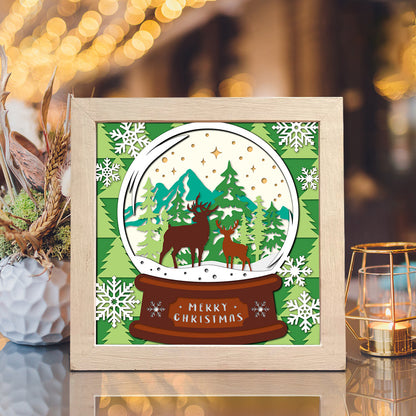 Christmas Deer Snowball – 3D Shadow Box SVG File for Cricut & Silhouette