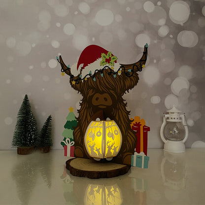 Highland Cow Christmas - 3D Christmas Lantern File - Cricut File  - VEKTOR KRAFT