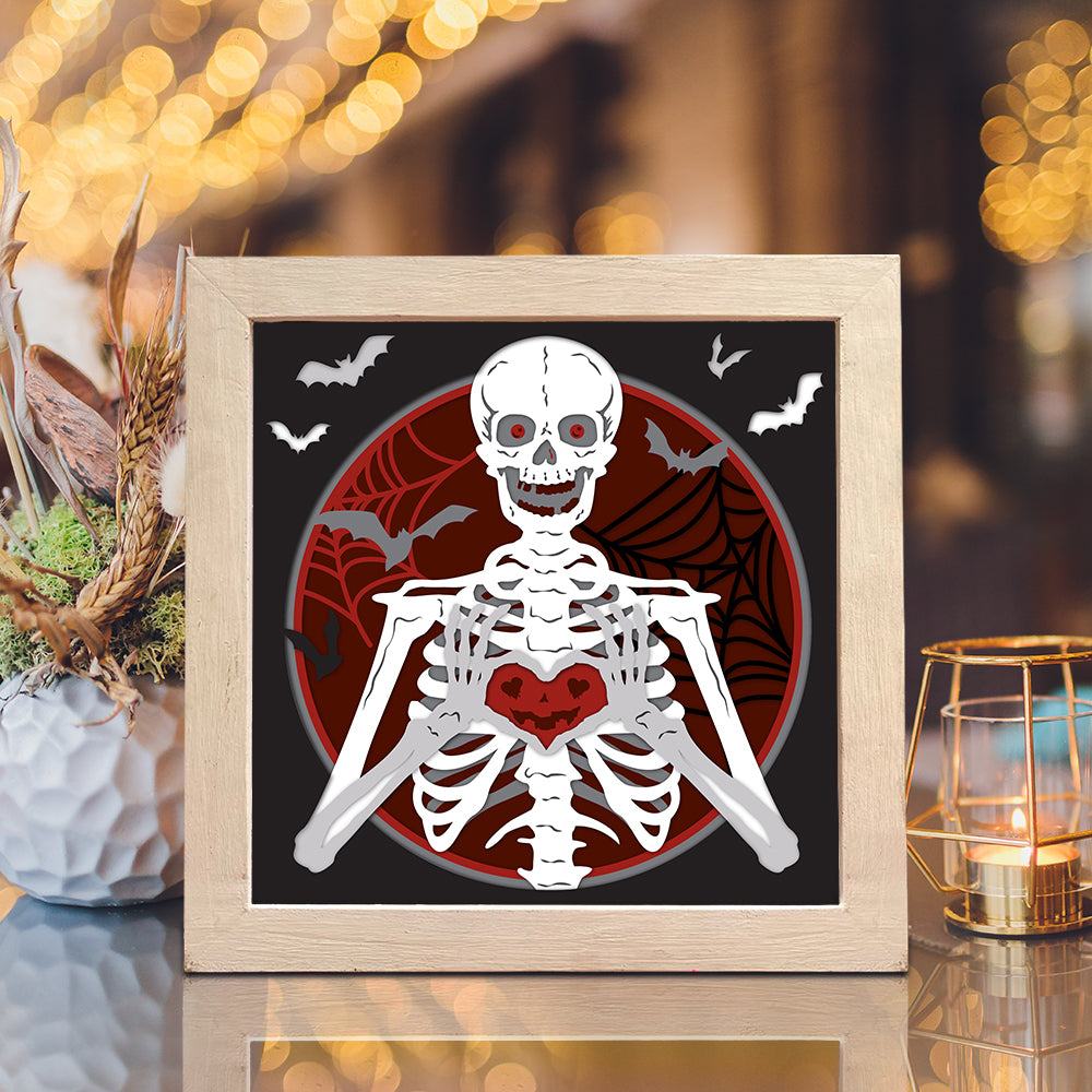 Skeleton Love – 3D Halloween Paper Cut Shadow Box File - Cricut File - (8x8 inches) - VEKTOR KRAFT