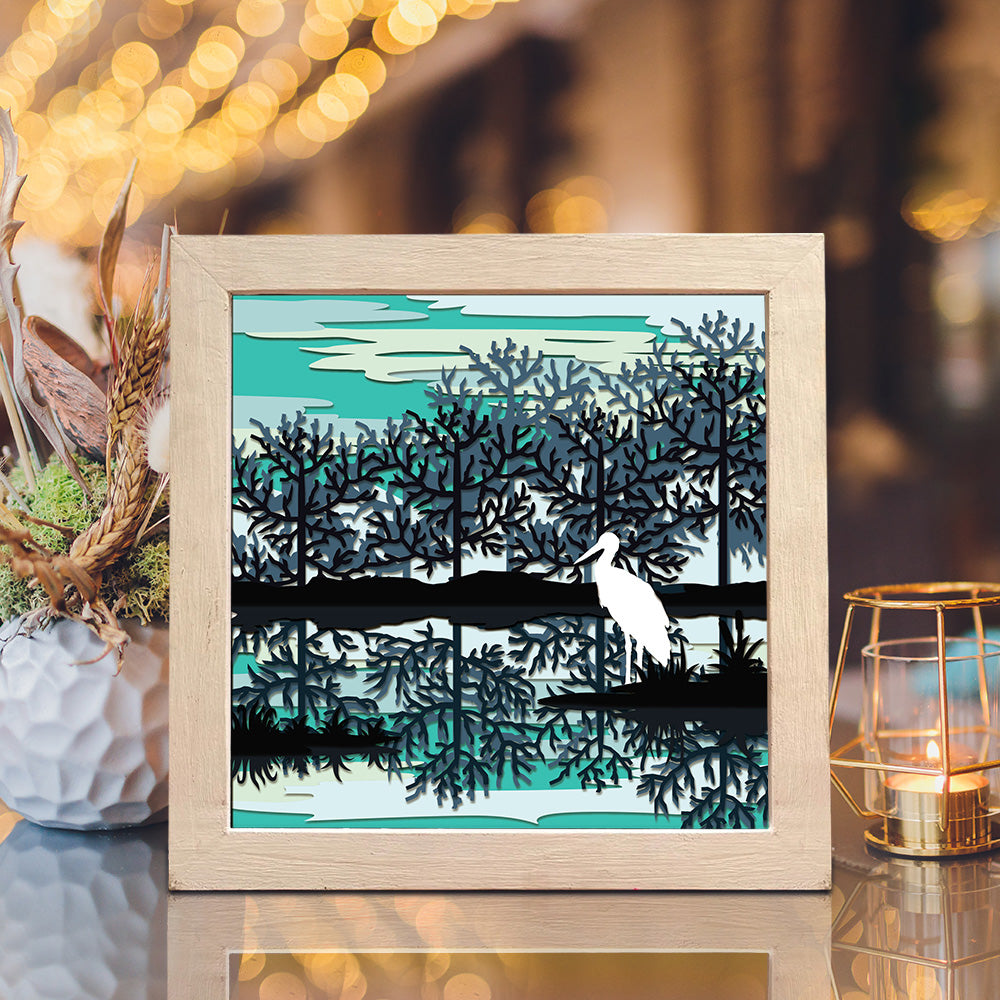 Stork Painting – 3D Shadow Box SVG File for Cricut & Silhouette