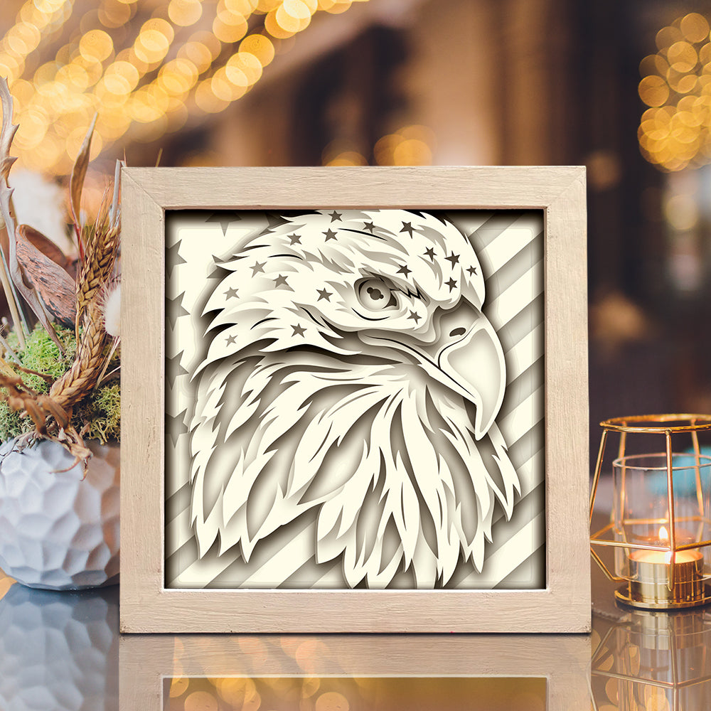 Eagle American Flag 3 – 3D Paper Cut Shadow Box File - Cricut File - (8x8 inches) - VEKTOR KRAFT