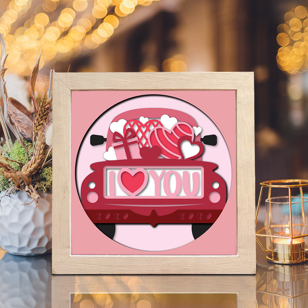 Love Truck 2 – 3D Valentine Paper Cut Shadow Box File - Cricut File - (8x8 inches) - VEKTOR KRAFT