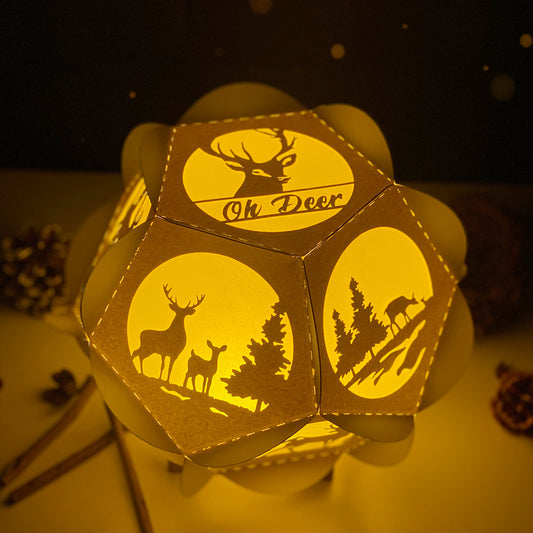 Deer - 3D Pentagon Lantern File - Cricut File - VEKTOR KRAFT