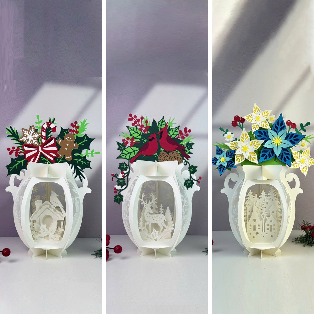 Pack 3 Vase Christmas - 3D Christmas Lantern File - Cricut File  - VEKTOR KRAFT