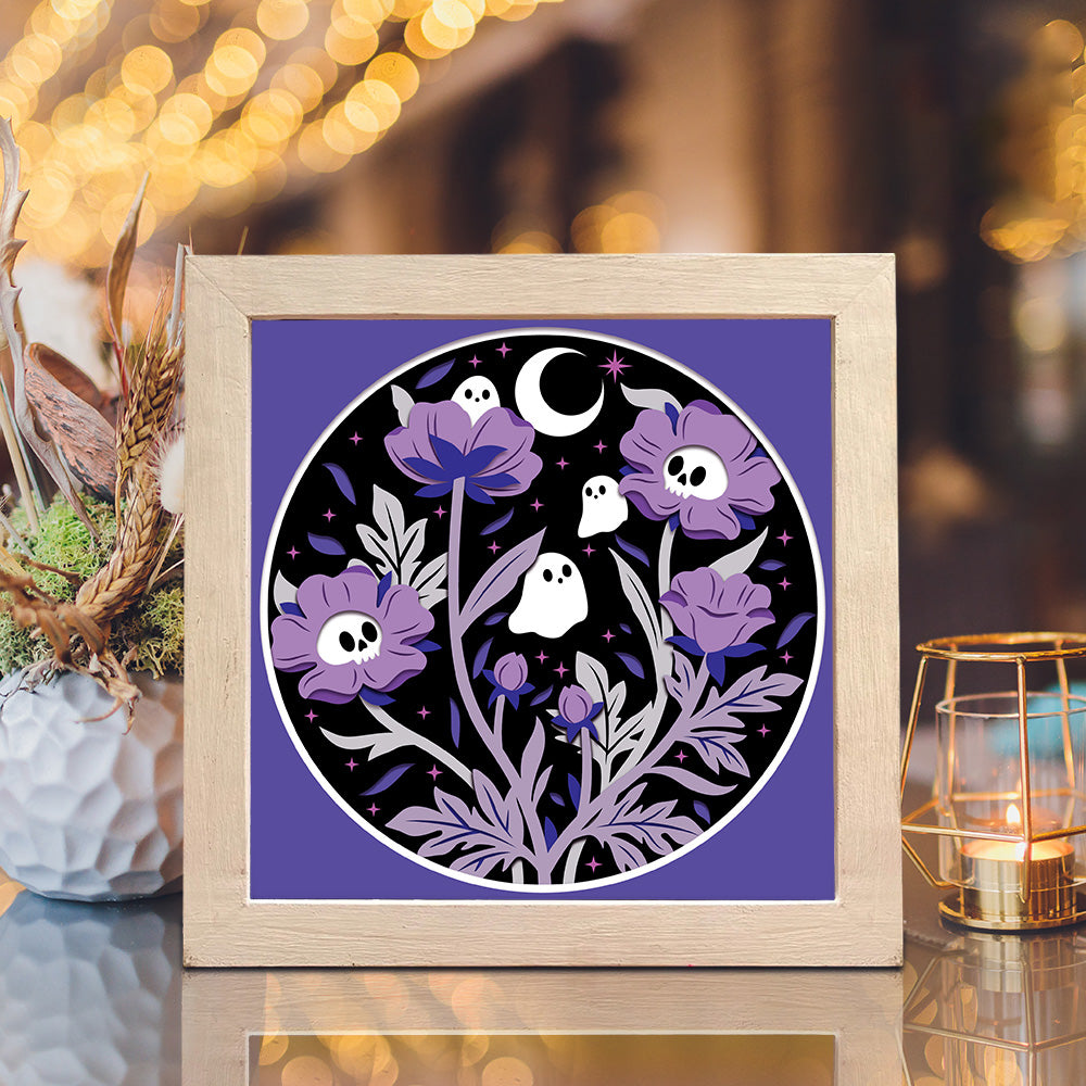 Flowers Ghost – 3D Shadow Box SVG File for Cricut & Silhouette