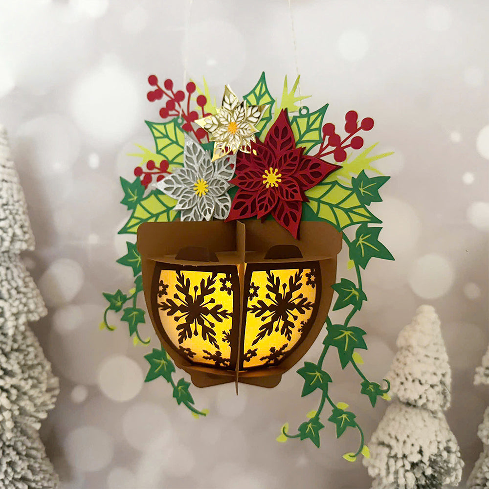 Christmas Flower Pot 1 – 3D Lantern SVG File for Cricut & Silhouette