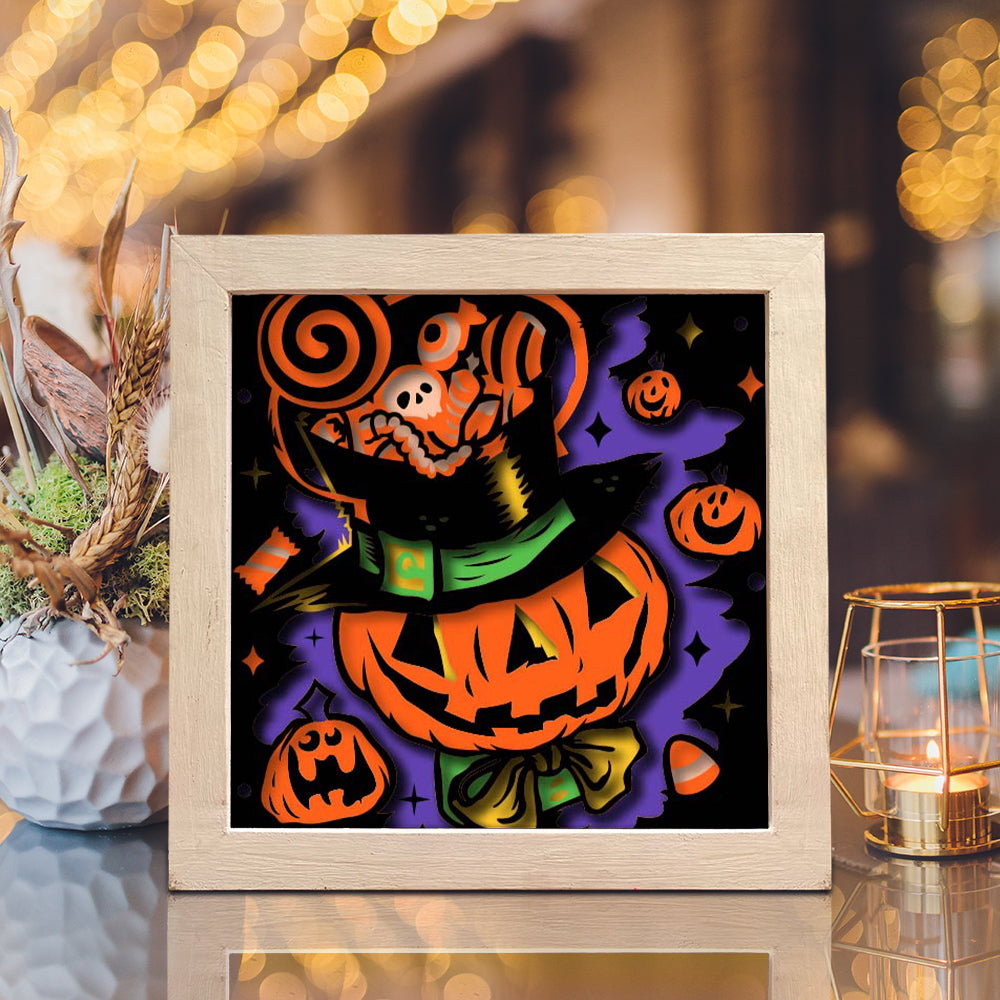 Pumpkin Candy – 3D Halloween Paper Cut Shadow Box File - Cricut File - (8x8 inches) - VEKTOR KRAFT