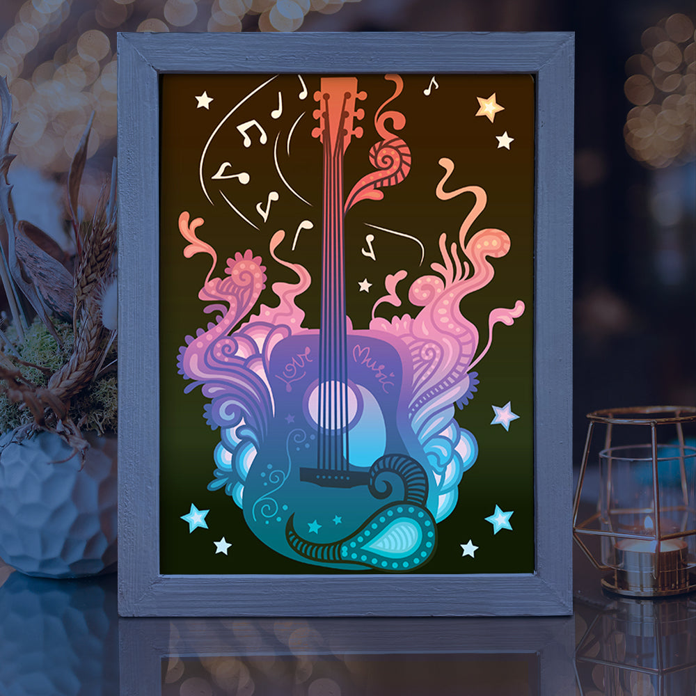 Guitar – 3D Lightbox SVG File for Cricut & Silhouette