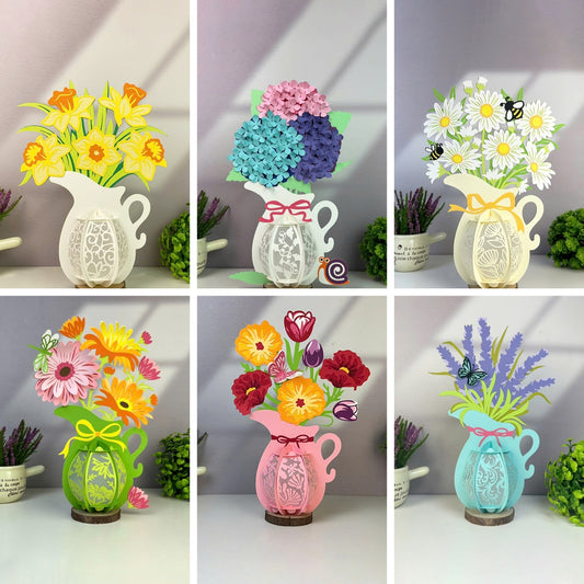 Pack 6 Lantern Mix Flower Vase - 3D Flower Vase Lantern File  - Cricut File  - VEKTOR KRAFT