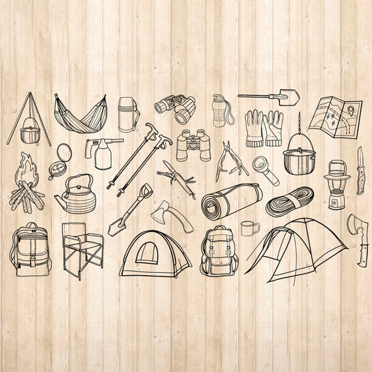 Camping Doodle Set - Cricut File - VEKTOR KRAFT