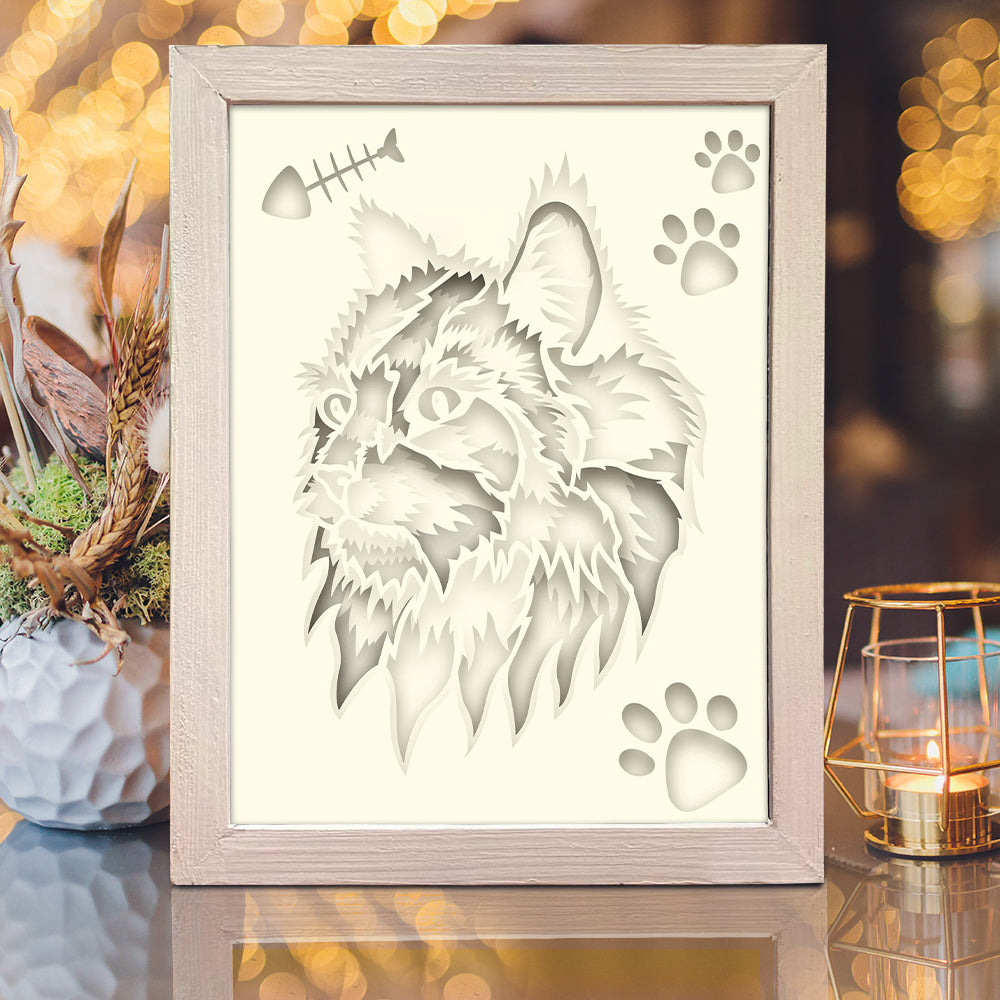 Colorful Cat – 3D Shadow Box SVG File for Cricut & Silhouette